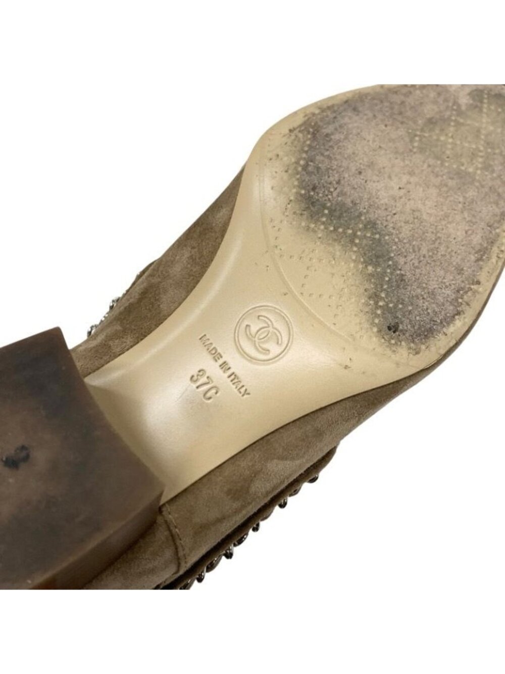Chanel Boots Short Shoes Suede Beige Silver Coco Mark Chain - Picture 8 of 10